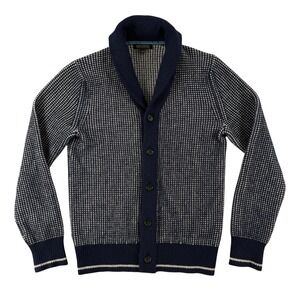 Banana Republic Cardigan Mens M Navy Textured Shawl Collar Italian Yarn Sweater